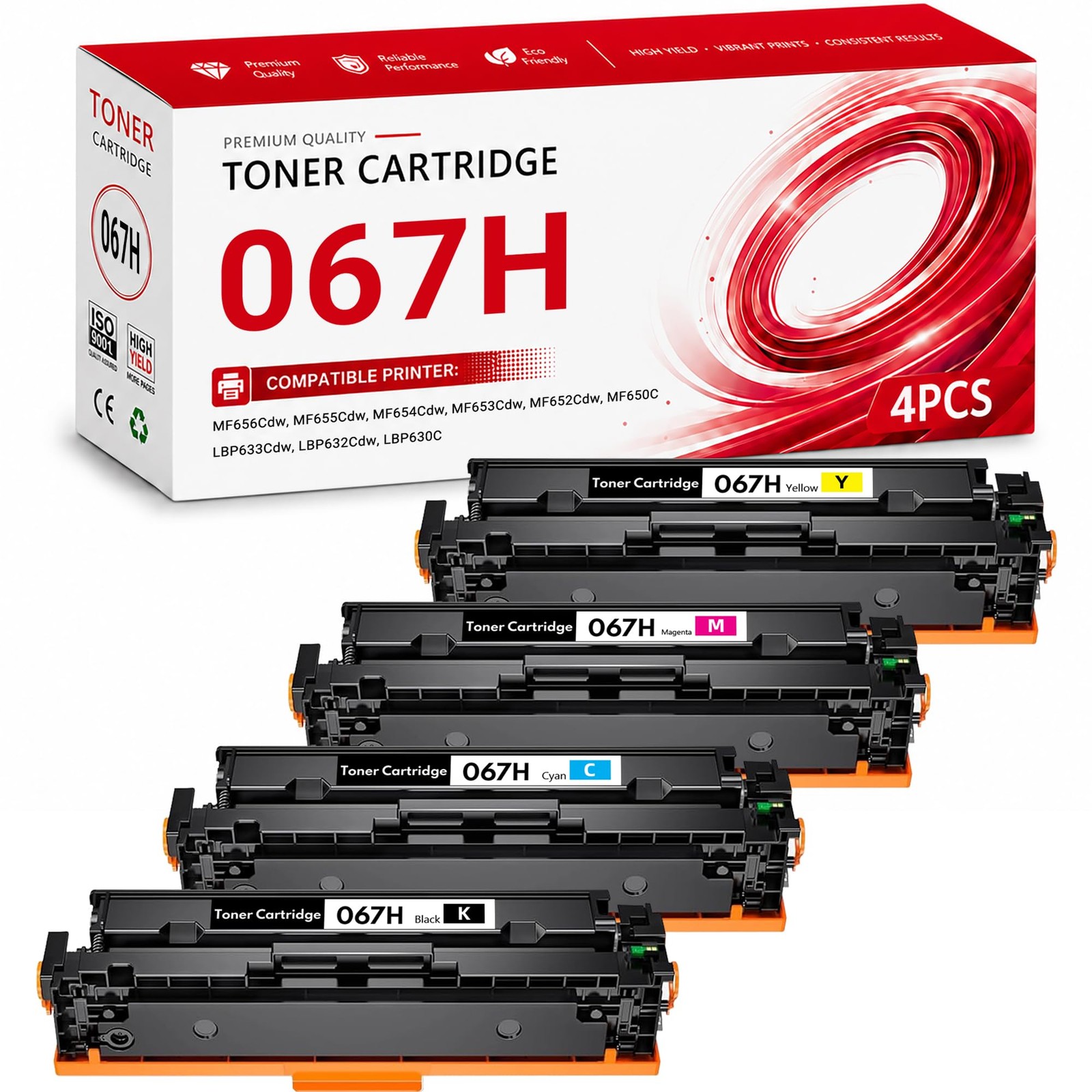 067H Toner Cartridge High Capacity 4 Pack Capacity, BK/C/M/Y