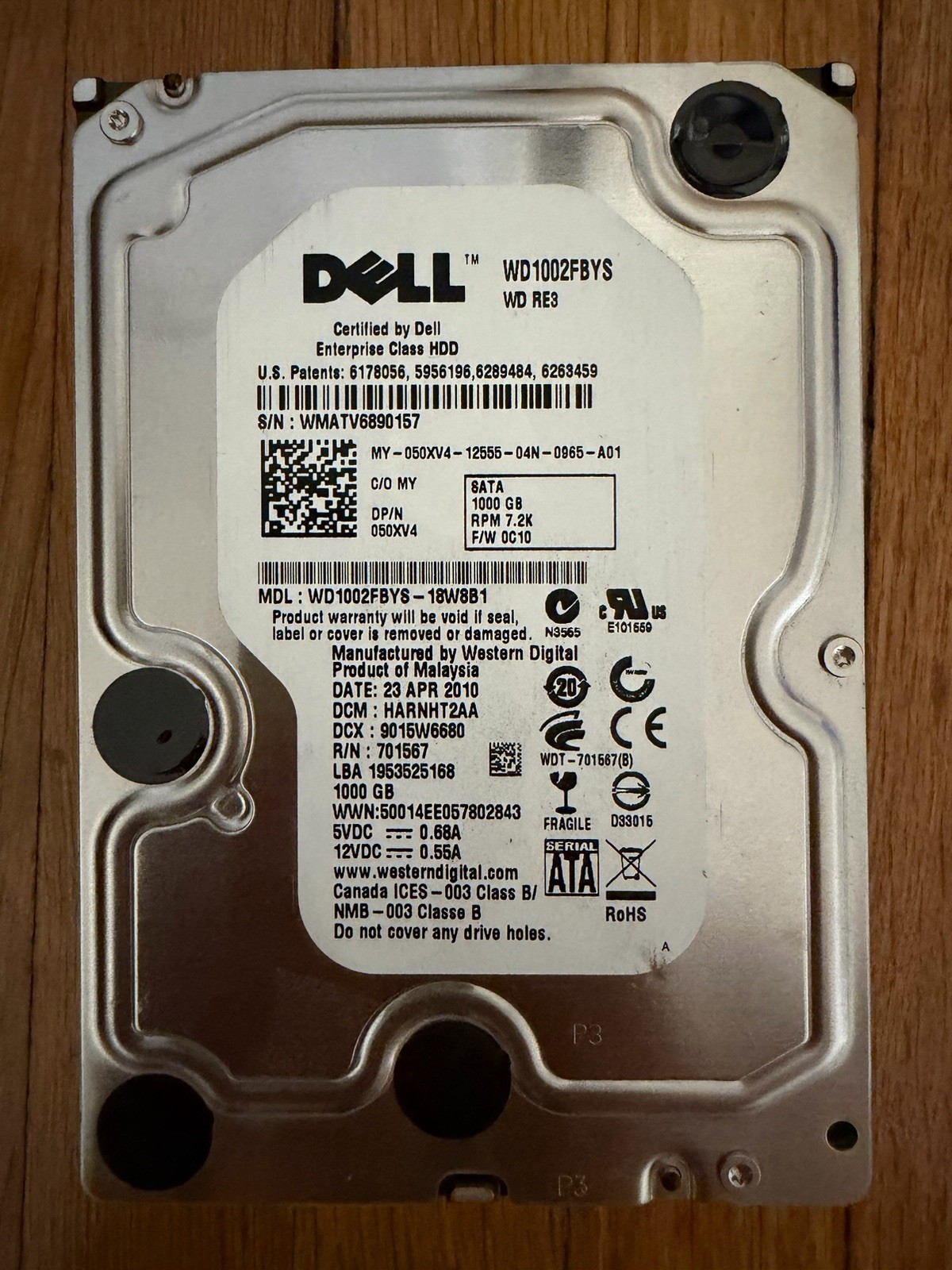 Western Digital RE3 WD1002FBYS 1TB 7.2K SATA 3.5” Enterprise HDD - Dell OEM
