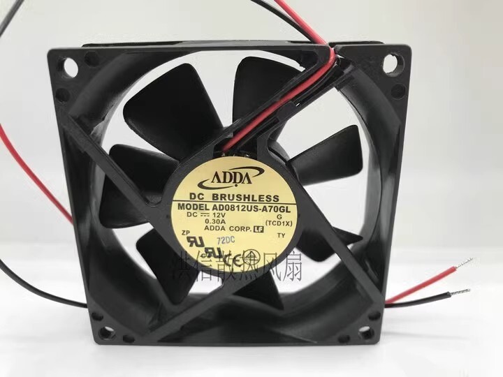 ADDA 8025 AD0812US-A70GL DC12V 0.30A 80*25MM 2-Wire Cooling Fan