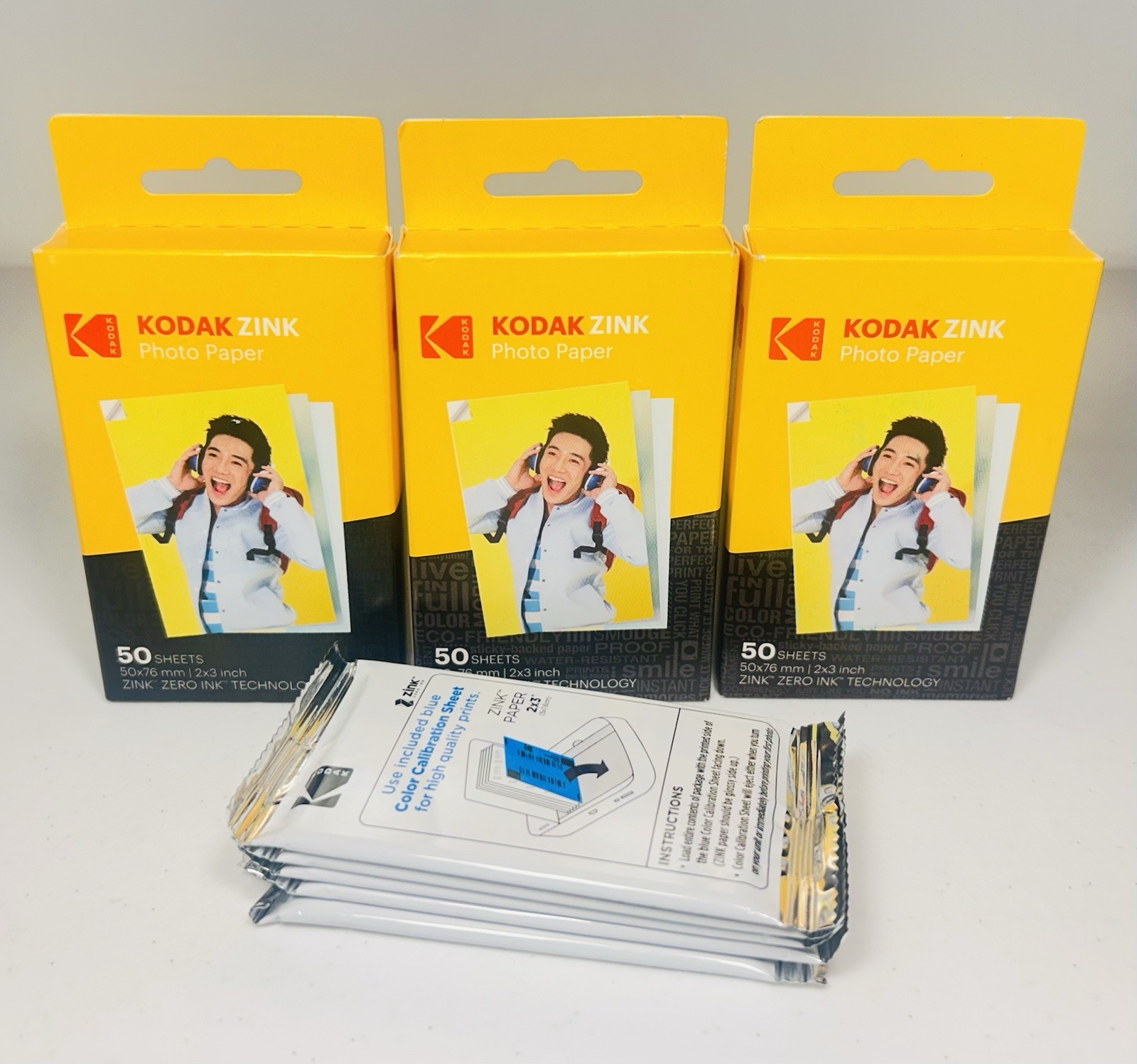 Kodak 2x3 Zink Photo Paper 50 Sheets Sticky-Backed Photo Paper(Lot of 4, 1 Open)