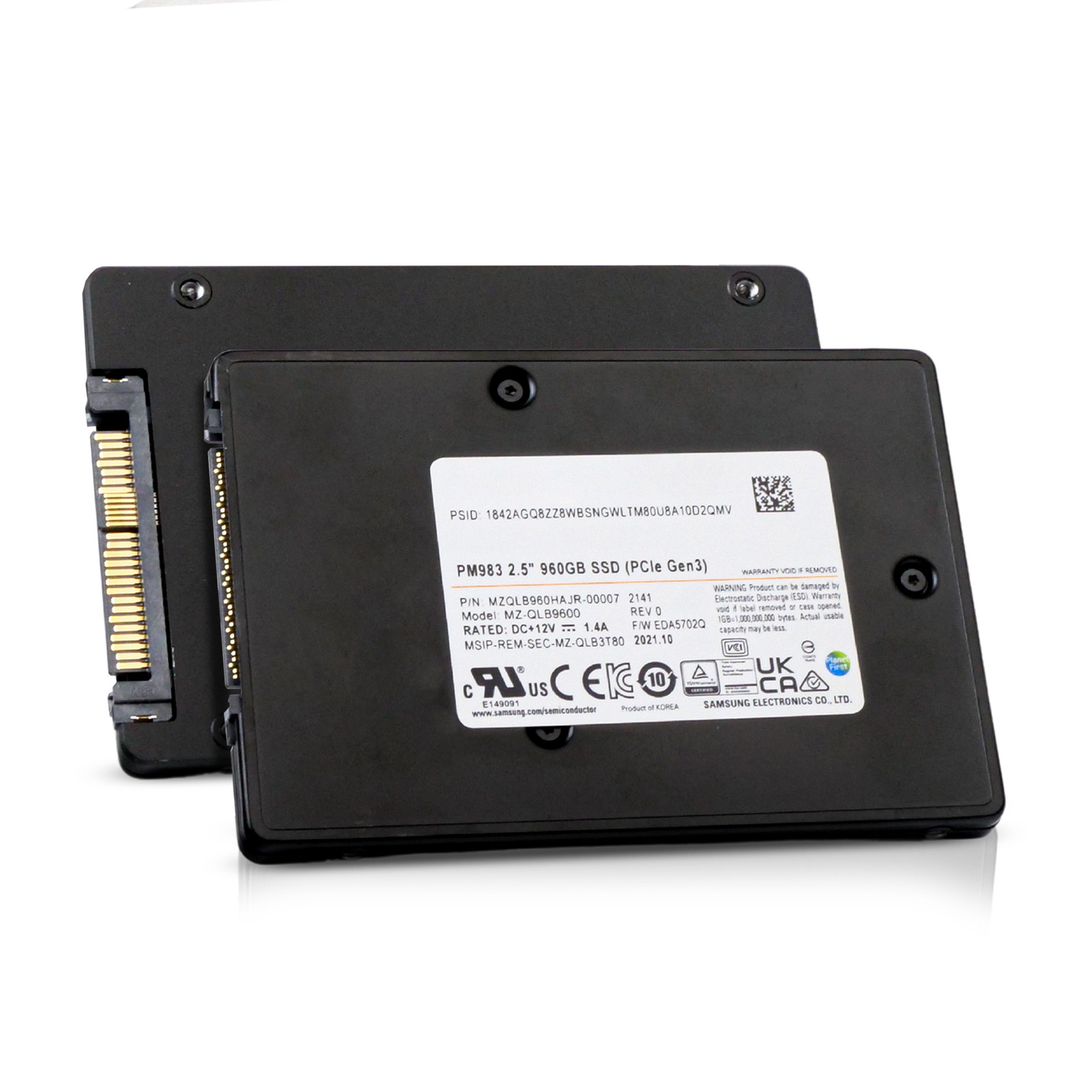 Samsung PM983 960GB MZQLB960HAJR PCIe Gen 3.0 x4 4GB/s U.2 NVMe MLC 2.5" SSD