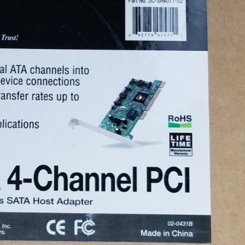 SIIG Serial ATA 4-Channel PCI PIC-bus SATA Host Adapter SC-SA4011-S2