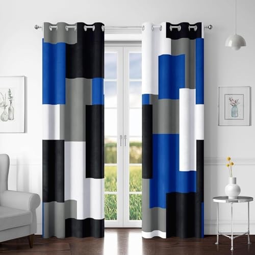Royal 100% Blackout Curtains for Bedroom 63 inch 52"W x 63"L (Pack of 2) Blue