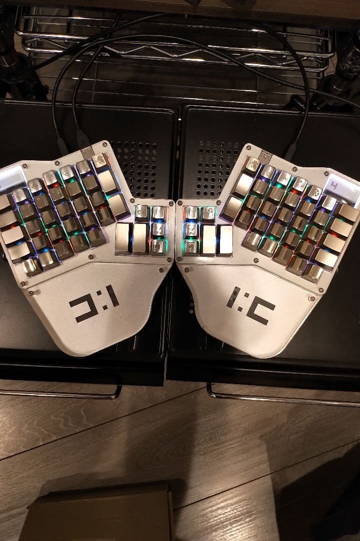 ErgoDox Mechanical Keyboard Infinity Silver JP Cherry Blue Switches JUNK