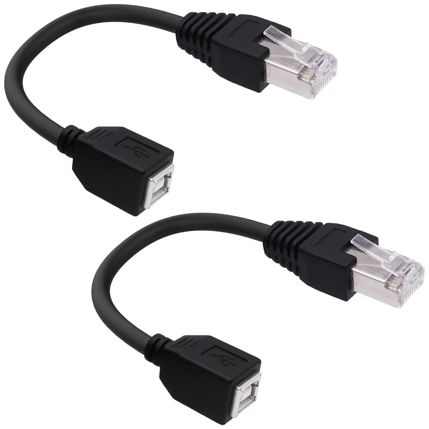 2 PCS USB 2.0 B to RJ45 Adapter Cable, 15Cm, Extension, Printer, Scanner, HDD