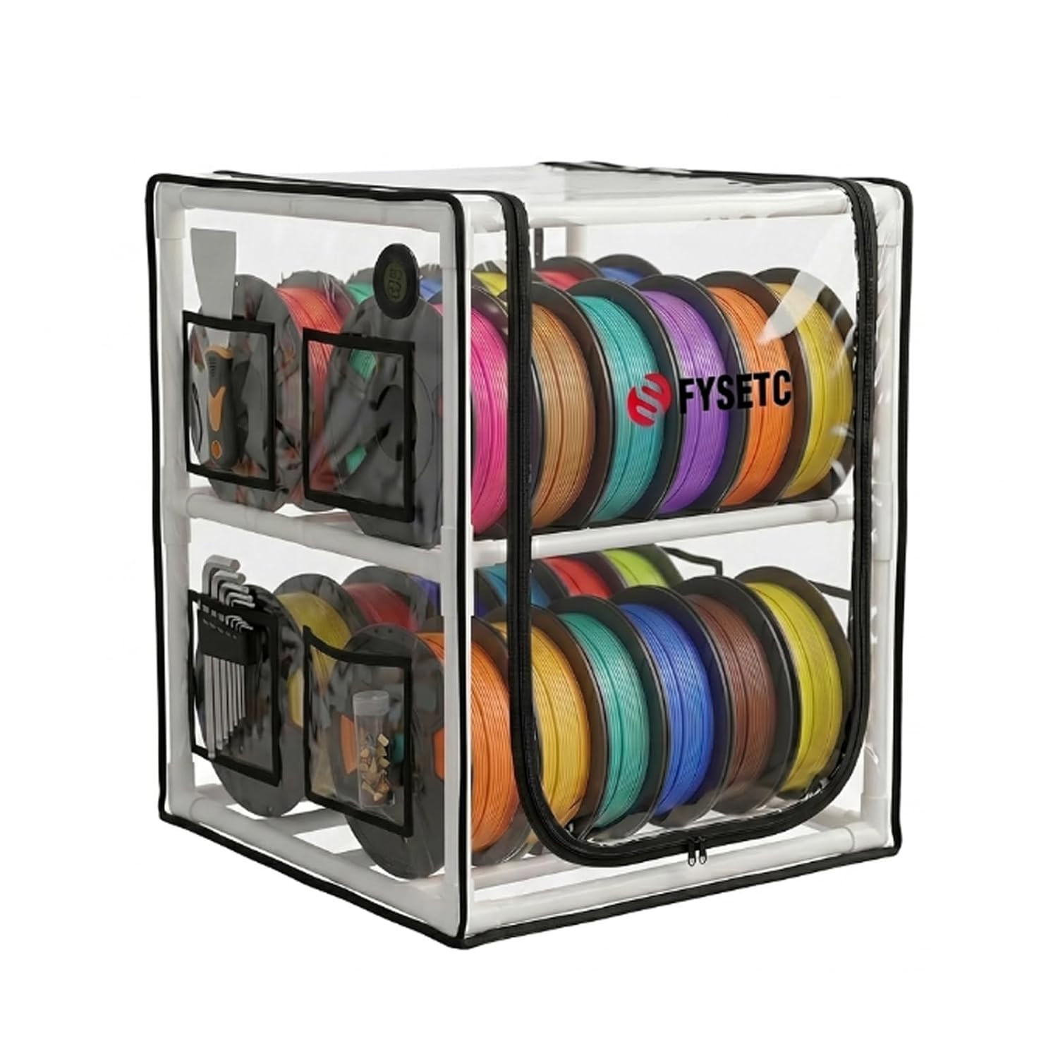 Double Layer 3D Printer Filament Storage Box: Large Capacity Dual Tier Spool Org