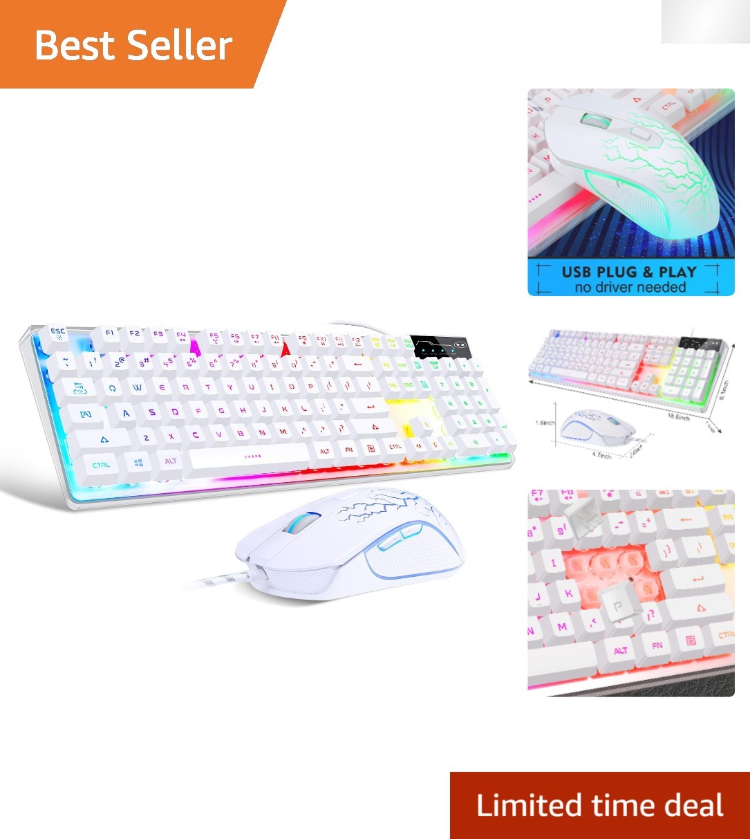 Stylish Ergonomic RGB Keyboard & Mouse Set for PC/Laptop Gaming Bliss