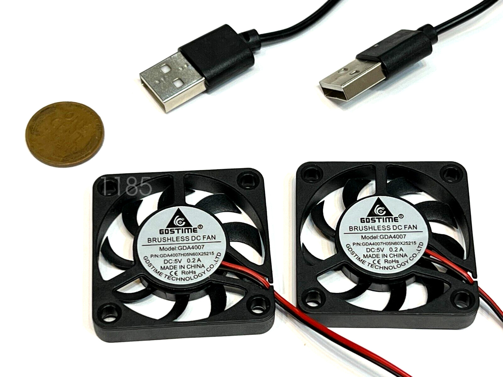 2 Pieces USB connector Fan 5v 4007 mini slim quiet 7mm gdstime 2pin heatsink