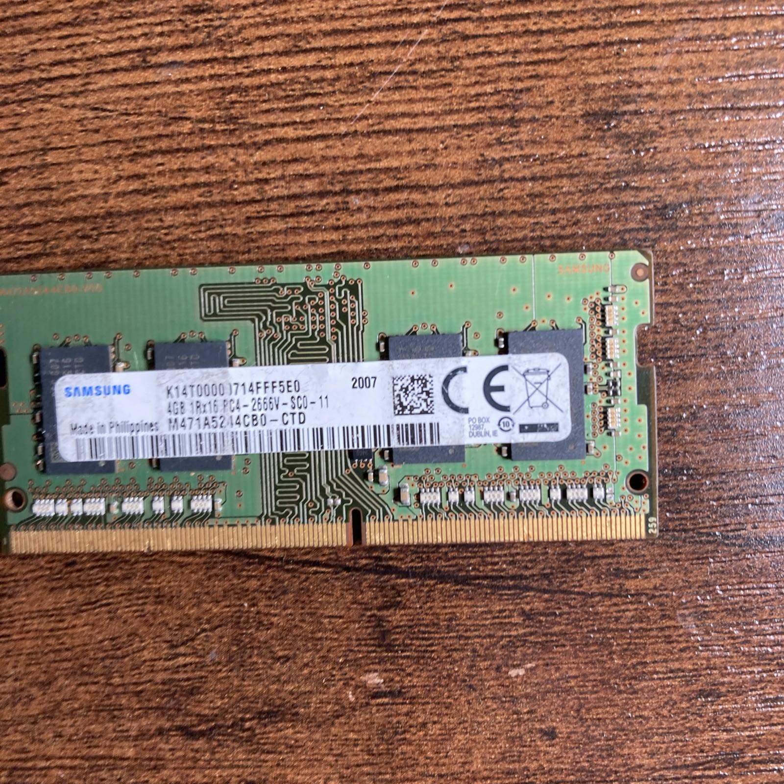 UNTESTED GENUINE SAMSUNG LAPTOP MEMORY 4GB 1RX16 PC4-2666V-SCO-11