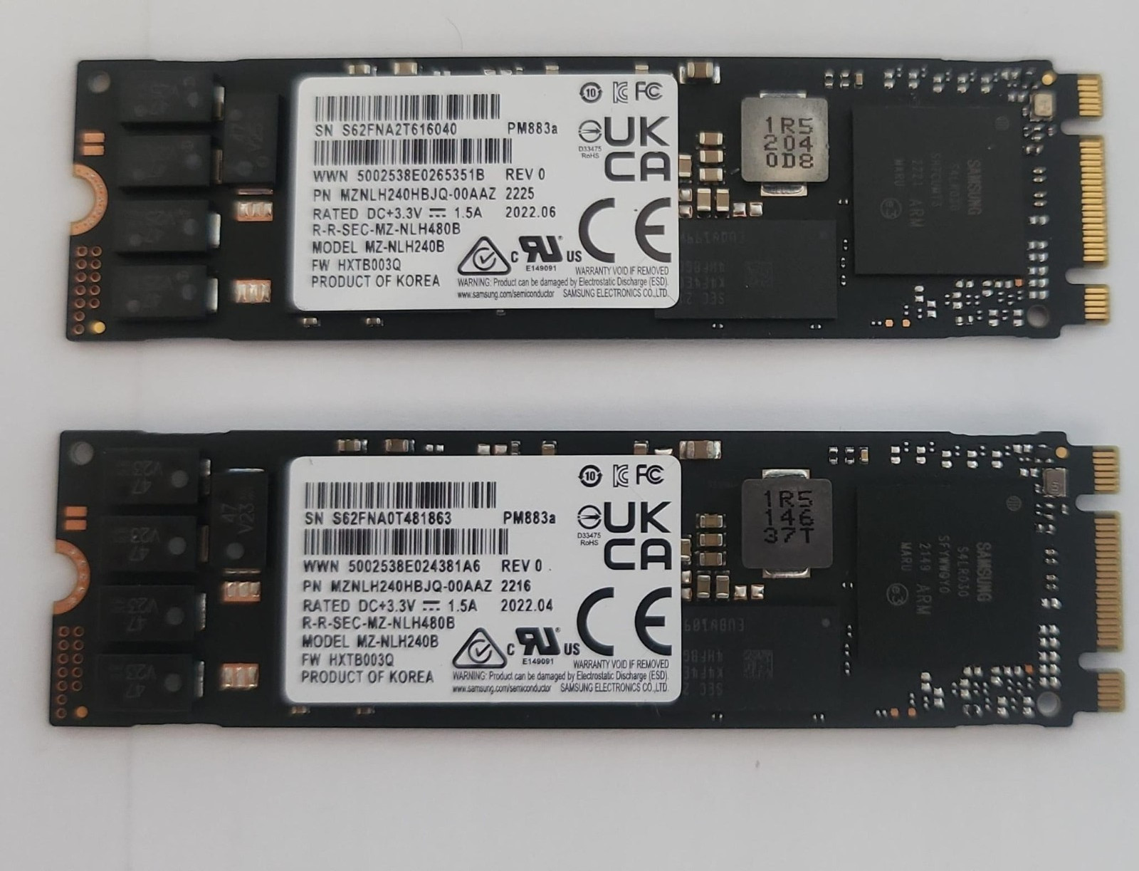 2x Samsung MZ-NLH240B / MZNLH240HBJ0-00AAZ 240GB NVME M.2 2280 SSD