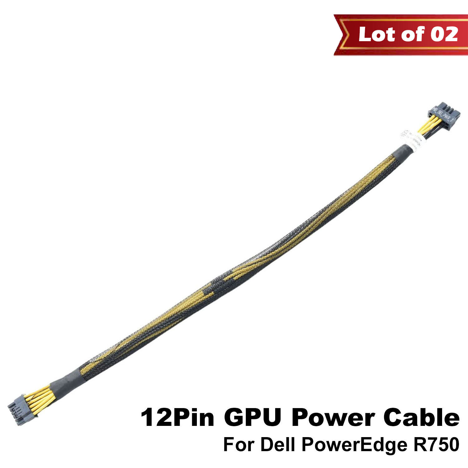 Lot of 2 Dell PowerEdge R750 12Pin Power Cable for NVIDIA H100 GPU Slot 7 MMK2H