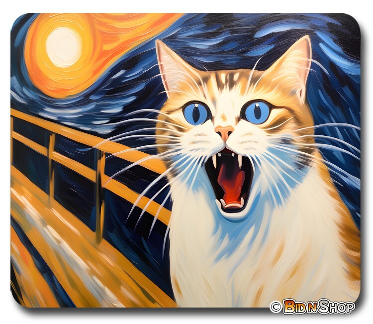 Edvard Munch The Scream Cat - Mouse Pad / PC Mousepad - Funny Fun Art Meme GIFT