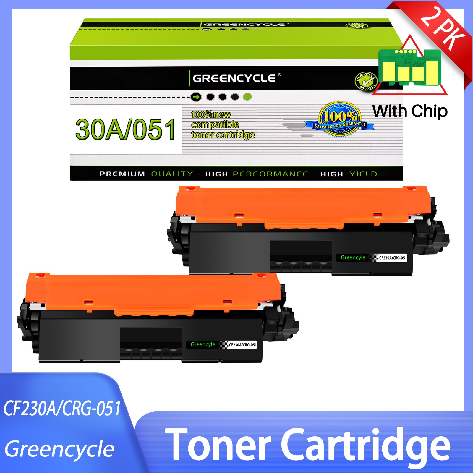 2PK BK Toner for HP CF230A 30A LaserJet Pro M203dw M203dn MFP M227 M227sdn M227d