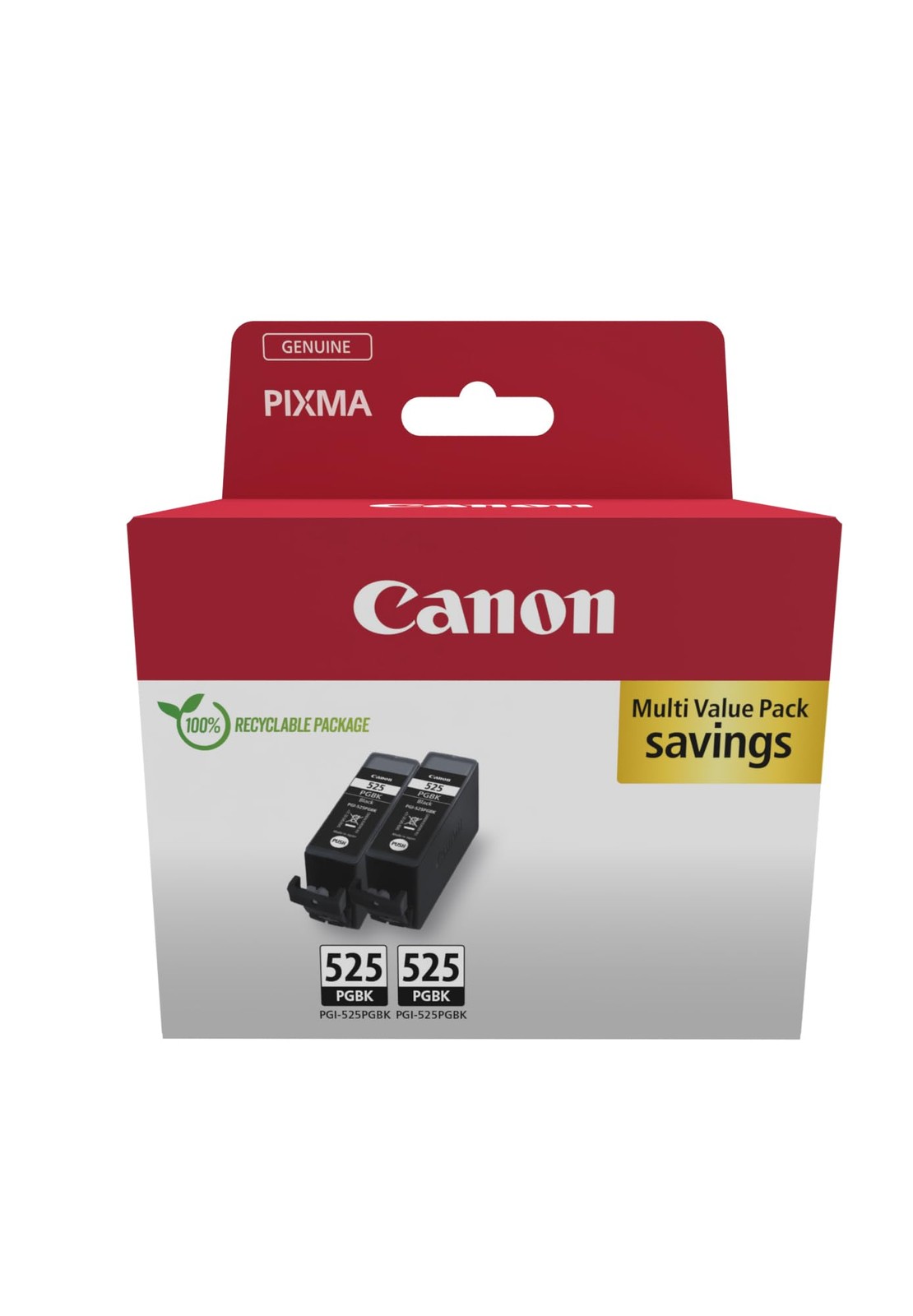 Canon PGI-525 Genuine Ink Cartridges, Pack of 2 (Black) - Cardboard Twin Pack
