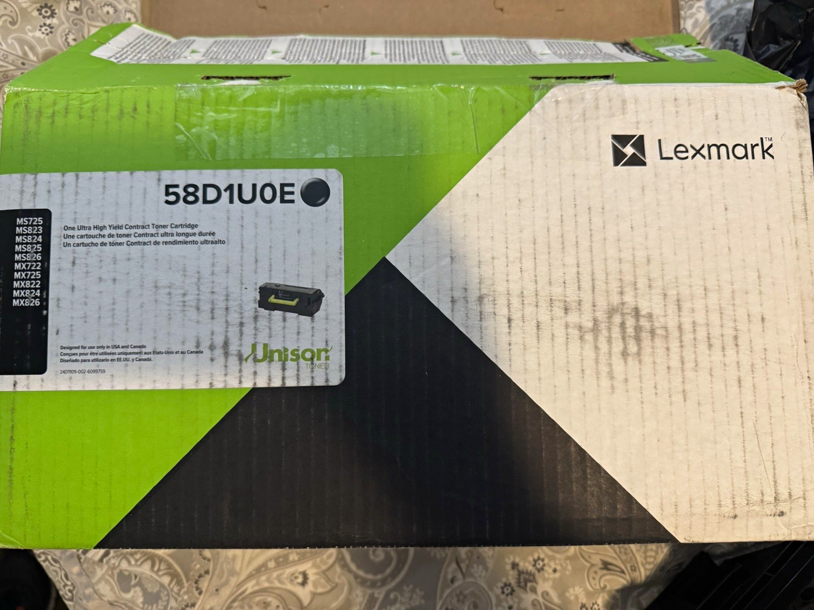 Lexmark 58D1U0E Ultra High Yield Black Toner for MS725 MS823 MS826