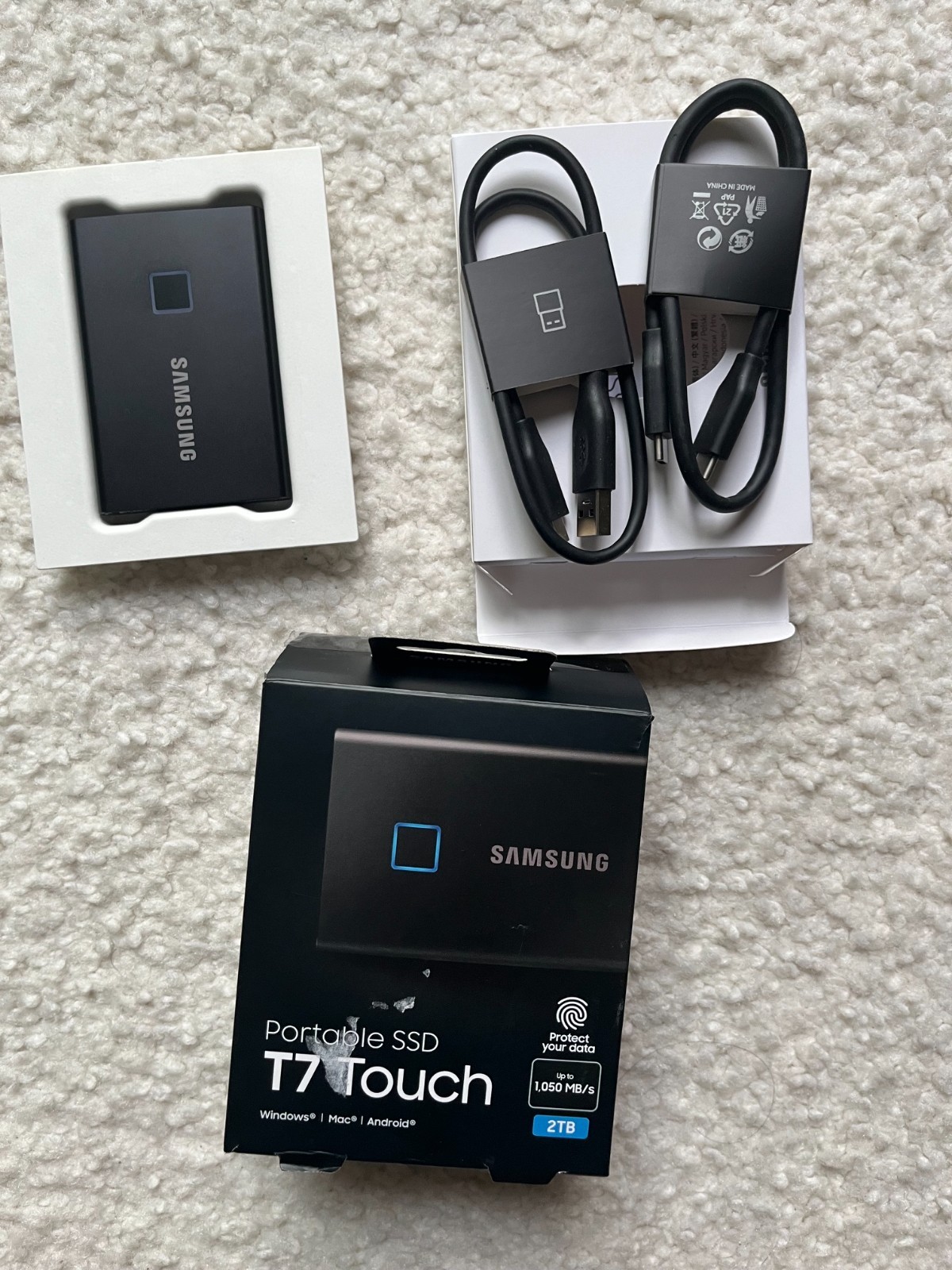 Samsung T7 Touch 2TB USB 3.2 NVMe External Ultra Portable Solid State Drive SSD