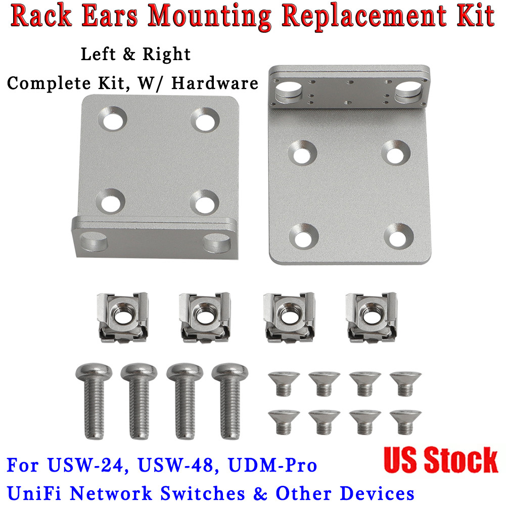 Left & Right Rack Ear Mounting Kit Replacement For USW-24 UDM-Pro UniFi Switches