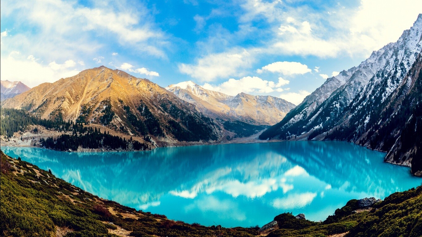 Landscape lake mountains kazakhstan reservoir nature Custom Gaming Mat Desk
