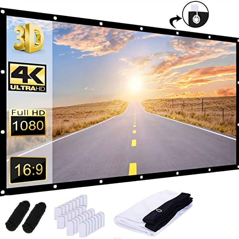72 Inch Portable Projector Screen Foldable Anti-Crease Projection Cloth