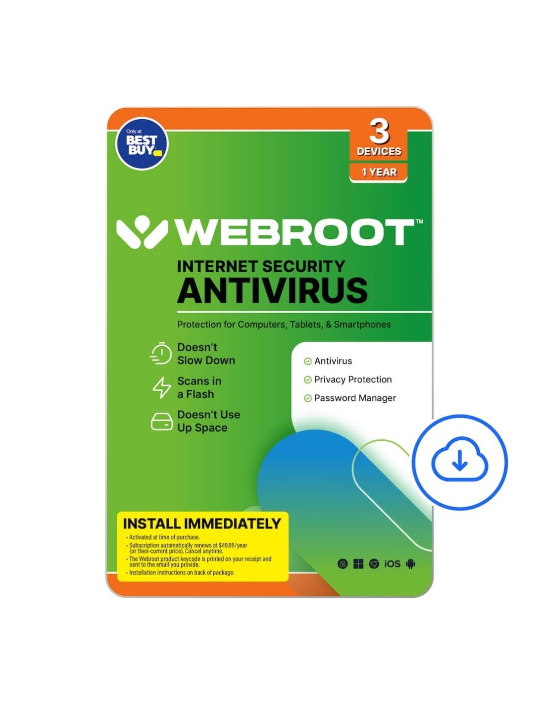 Webroot Antivirus Protection (3 Devices) (6-Month Subscription) [Digital]