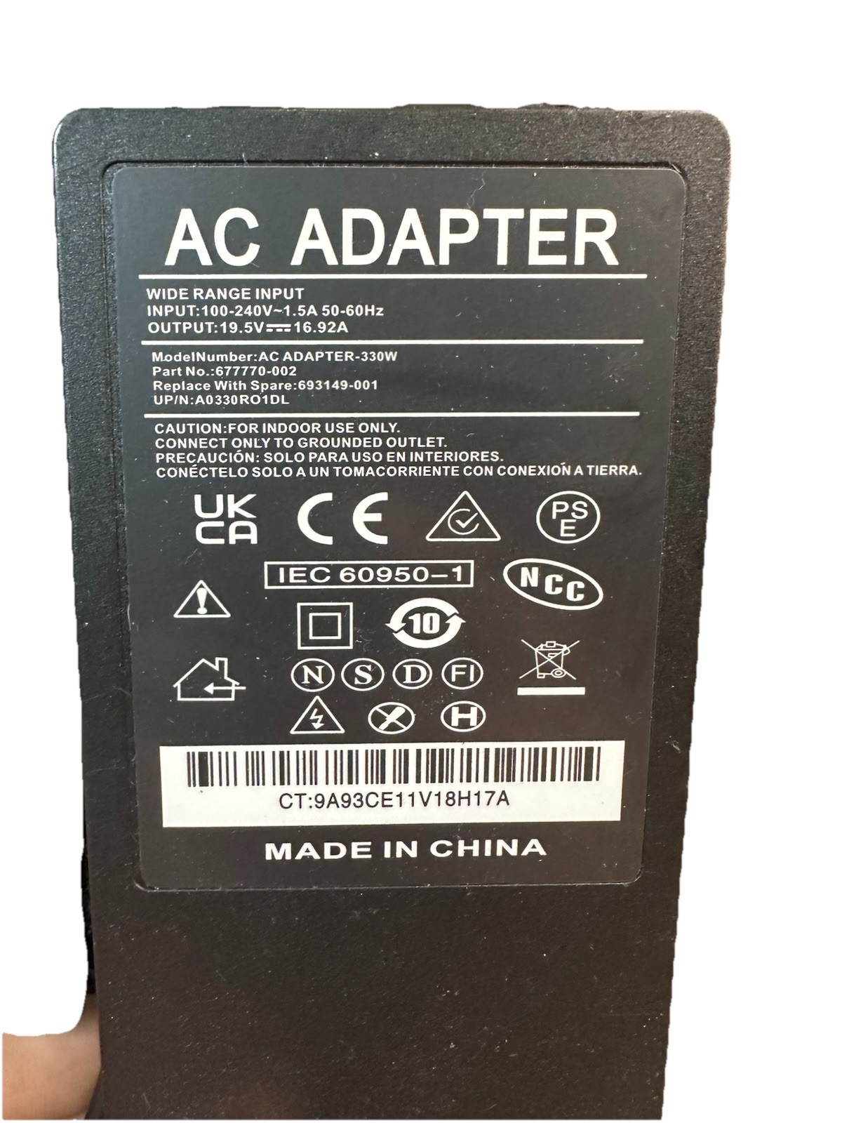 330W AC Power Adapter Charger 19.5V 16.92A HP 677770-002 693149-001 