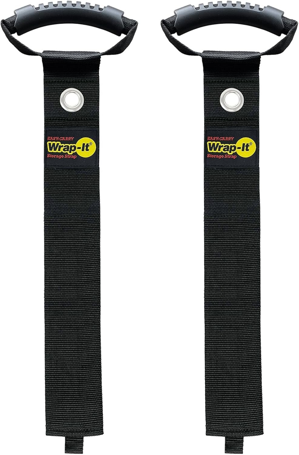 Easy-Carry Wrap-It Storage Straps - 36” (2-Pack) Black with Grommet - Heavy Du