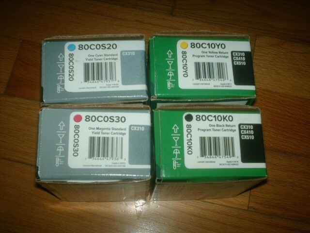 GENUINE SET 4 LEXMARK TONER CARTRIDGES 801K 801C 801Y 801M CX310 NEW SEALED