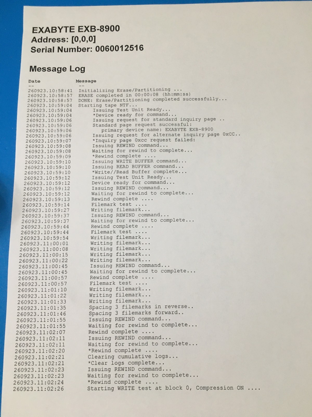 EXABYTE EXB-8900 Internal  SCSI DIFF TAPE DRIVE 892310-025  WIDE DIFF Tested.