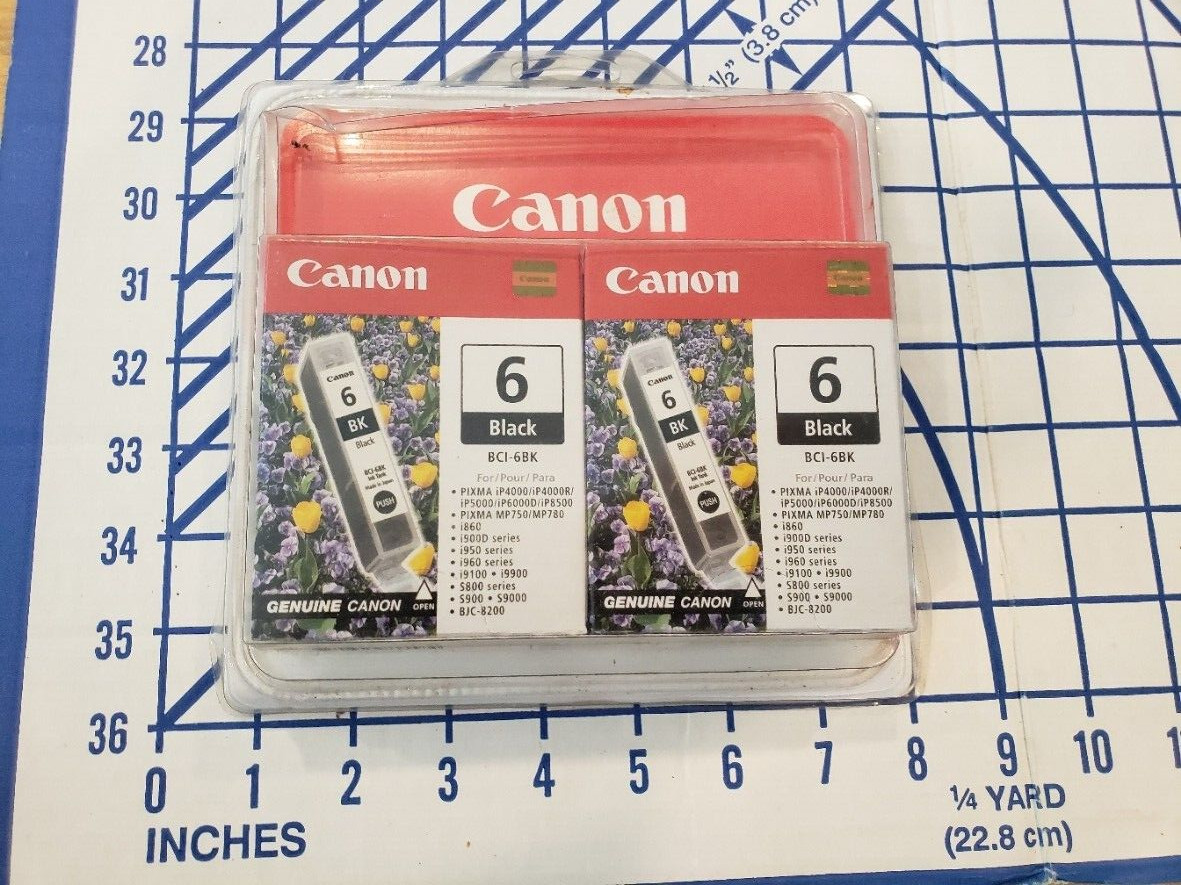 (2 Pack) Genuine Canon Multi-Pack BCI-6BK BLACK Ink Cartridges PIXMA InkJet 