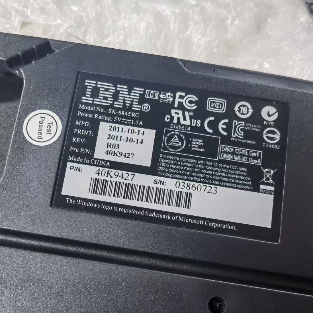 Genuine Lenovo IBM SK-8845RC USB Wired Keyboard With TrackPoint - US English