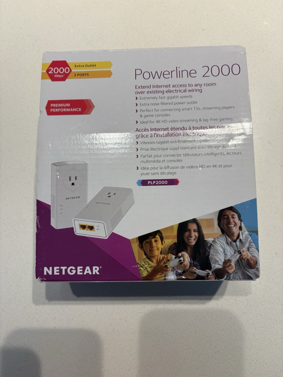Netgear Powerline Adaptor kit, 2000 Mbps Wall Plug, 2 Gigabit Ethernet Port