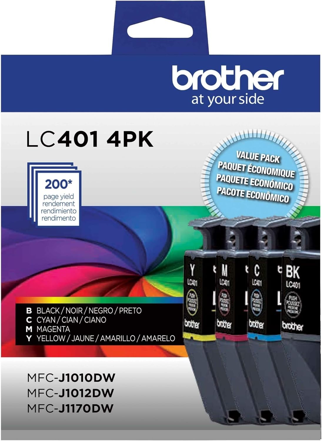 Brother LC401 4PK Genuine Ink Cartridges LC4014PKS Black Cyan Magenta Yellow