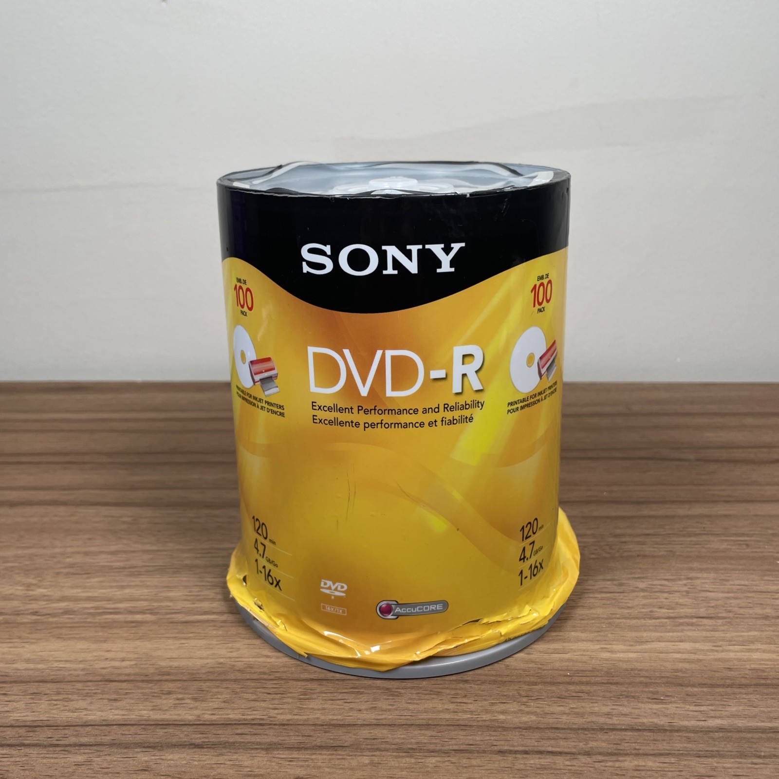 100DMR47RSP Sony DVD-R 120min 4.7GB 100 Pack Recordable 2008 NOS