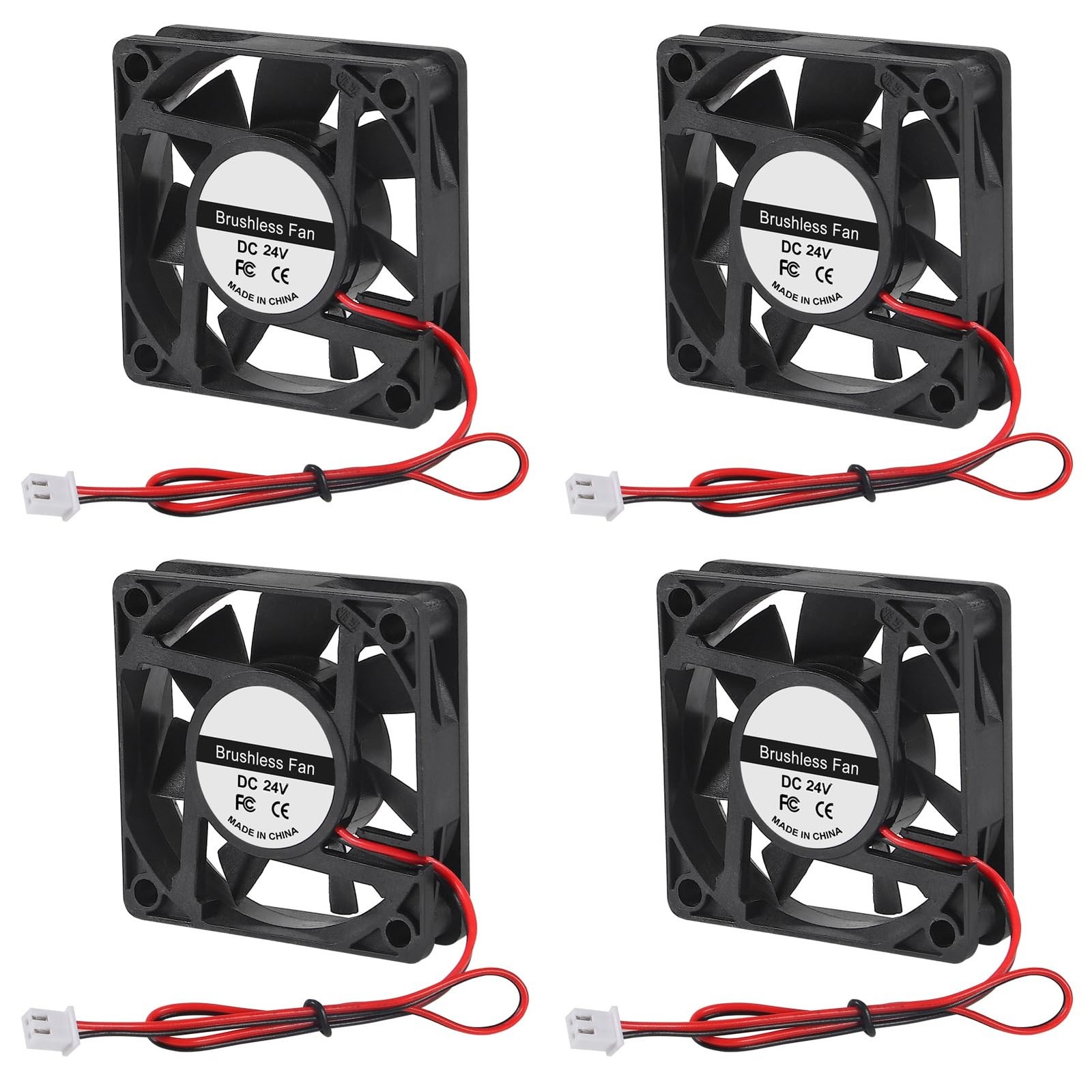4Pcs 60mm Brushless Cooling Fan 6015 DC 24V 2.36in 60mm x 60mm x15mm 2 Pin Fa...