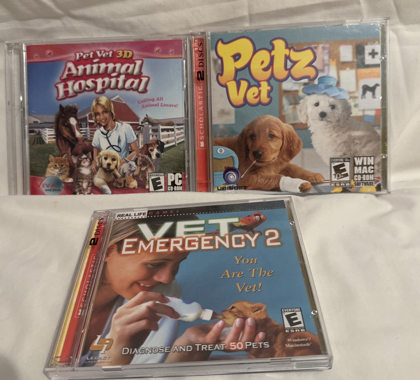 Petz Vet, Pet Vet 3D Animal Hospital & Vet Emergency 2 CD-ROM Software 2 Discs