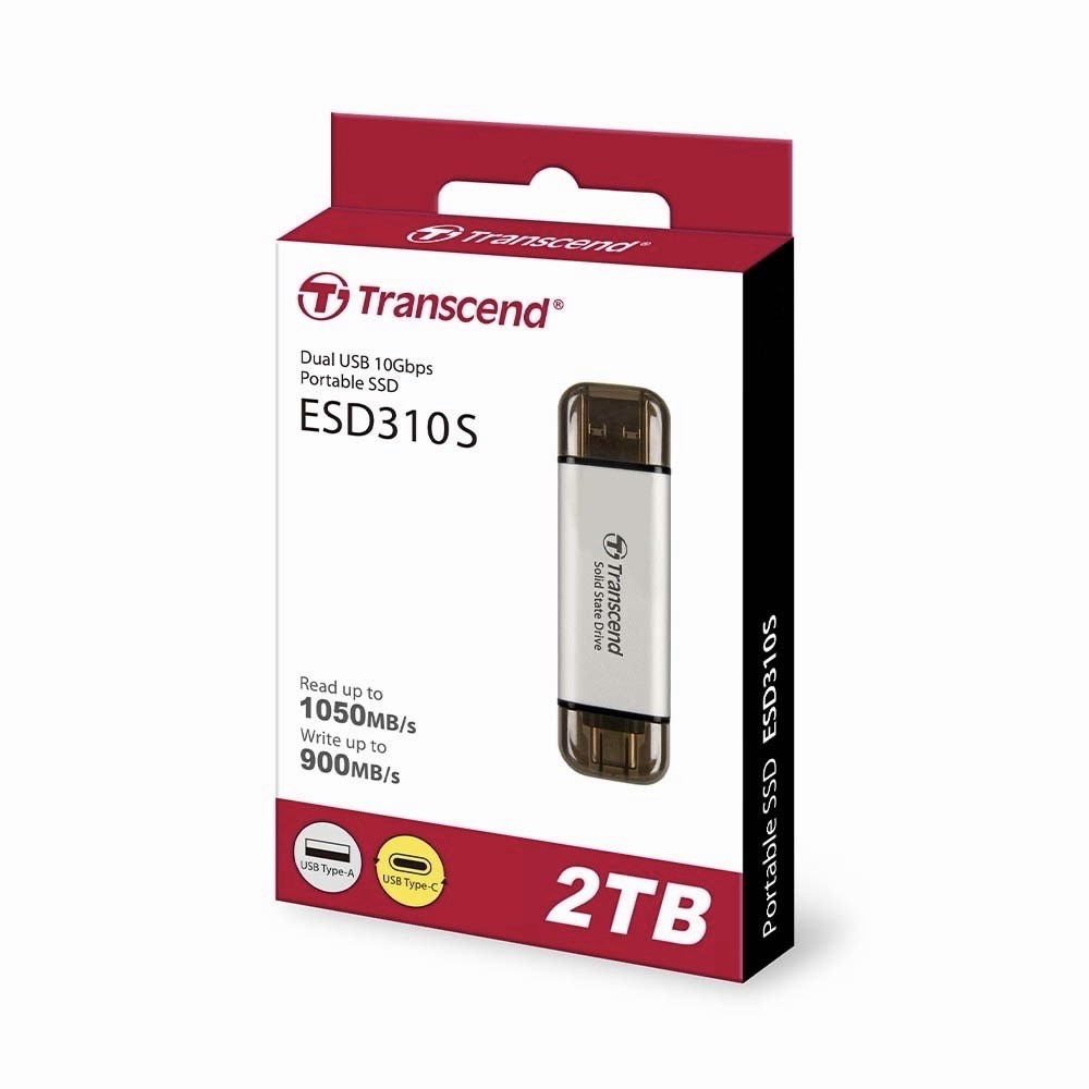 Transcend ESD310S 2TB Dual USB Portable External SSD 10Gbps USB-A/USB-C