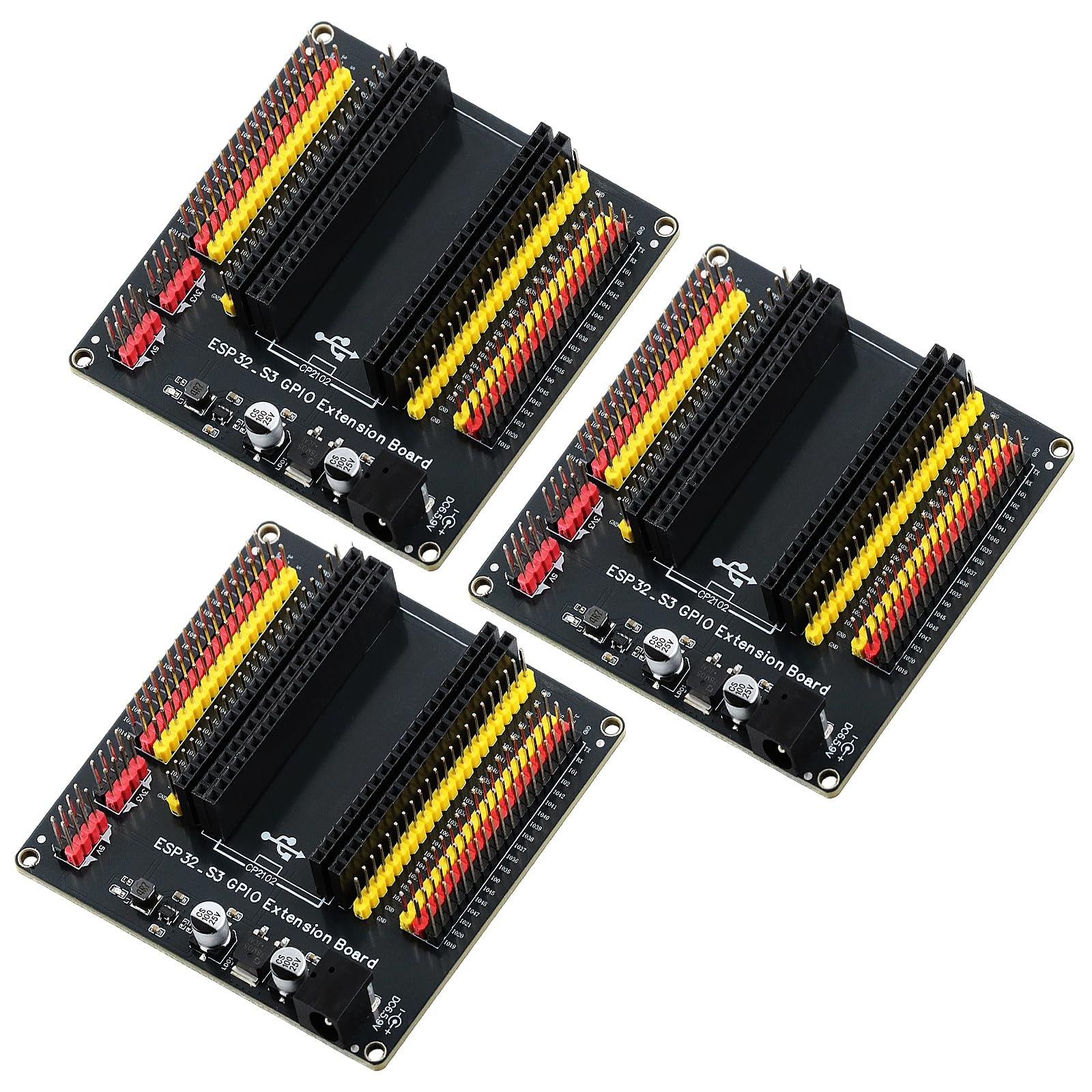 3 PCS ESP32 S3 Expansion Board GPIO 1 into 2 44 Pin Breakout 9V 1A Adapter