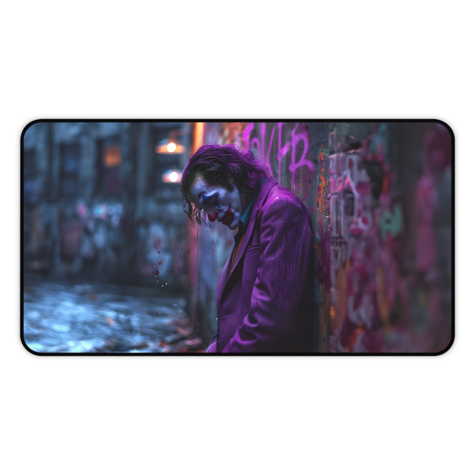 Neon Clown Alley Desk Mat | Dark Urban Graffiti Mousepad