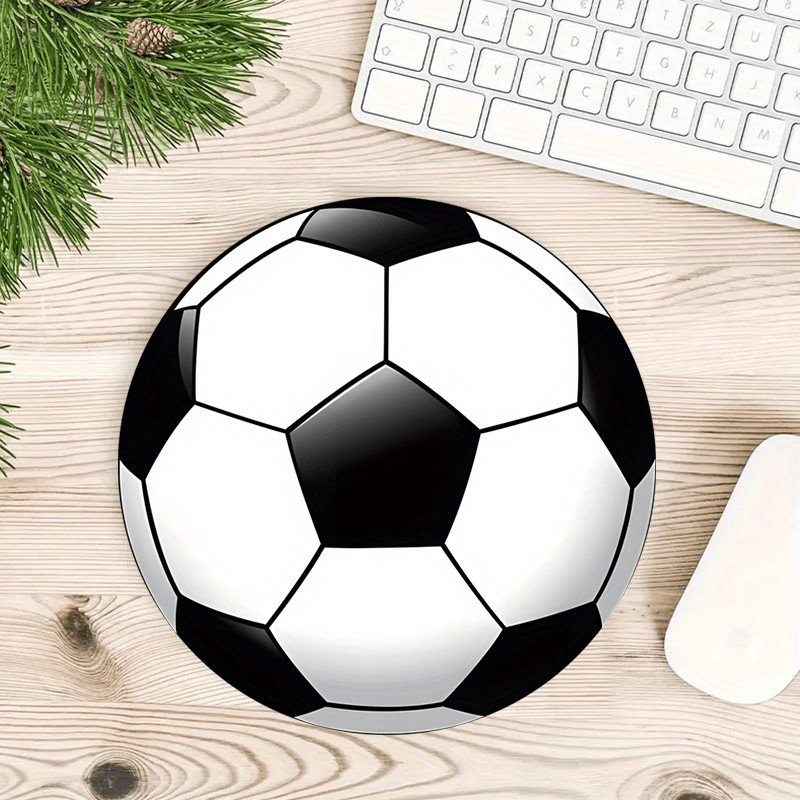 Soccer Ball Round Mouse Pad Anti-Slip Desk Mat for Sports Fans Gaming Accessory