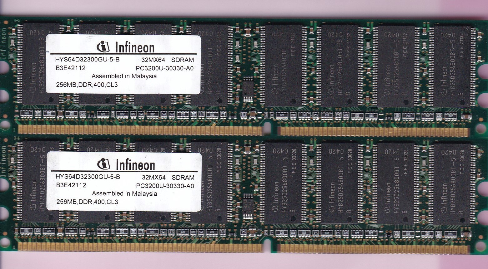 512MB 2x256MB DDR-400 INFINEON Memory Kit PC-3200 HYS64D32300GU-5-B DDR1 DIMM MY