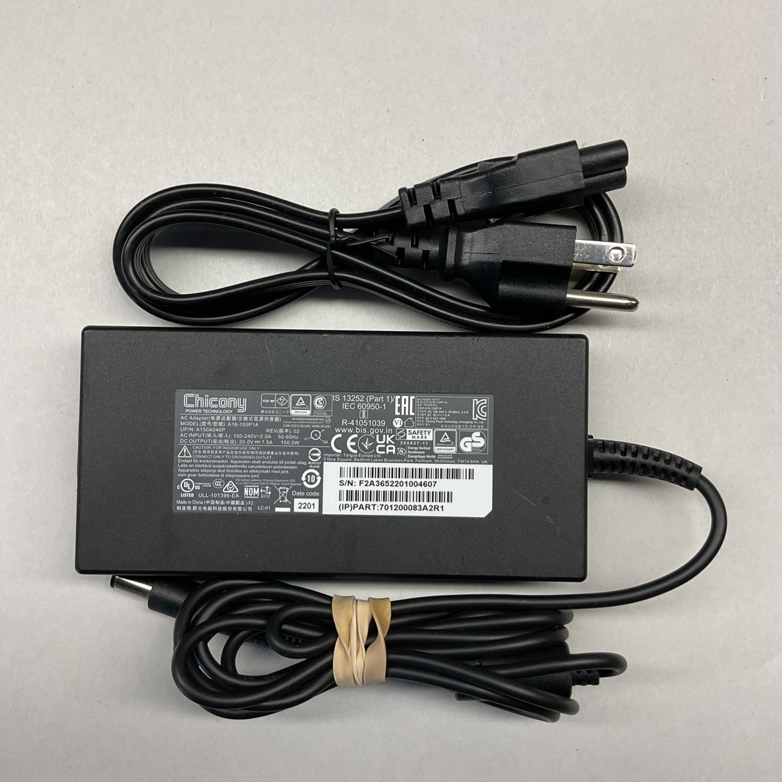 Genuine Chicony A15-120P1A AC Power Supply Adapter For Laptops 20V 7.5A 7.4MM