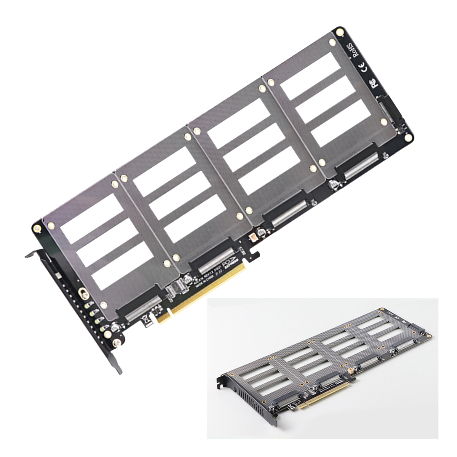 NEW U.2 SSD to PCIe X16 Adapter PCIE 4.0 to 4 Disk U.2 SFF-8639 SSD Riser Card