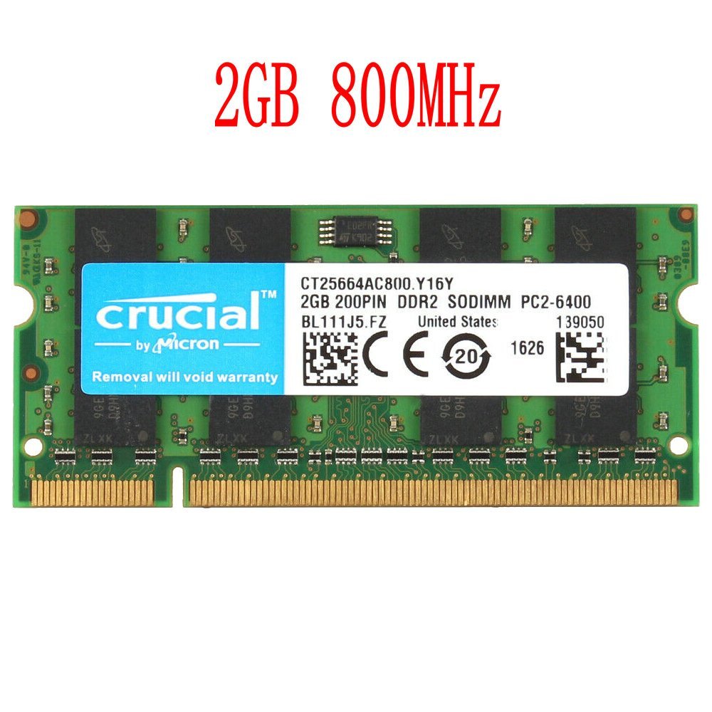 2GB 2G PC2-6400S DDR2 800MHz 200Pin CL6 1.8V SODIMM Laptop Memory For Crucial