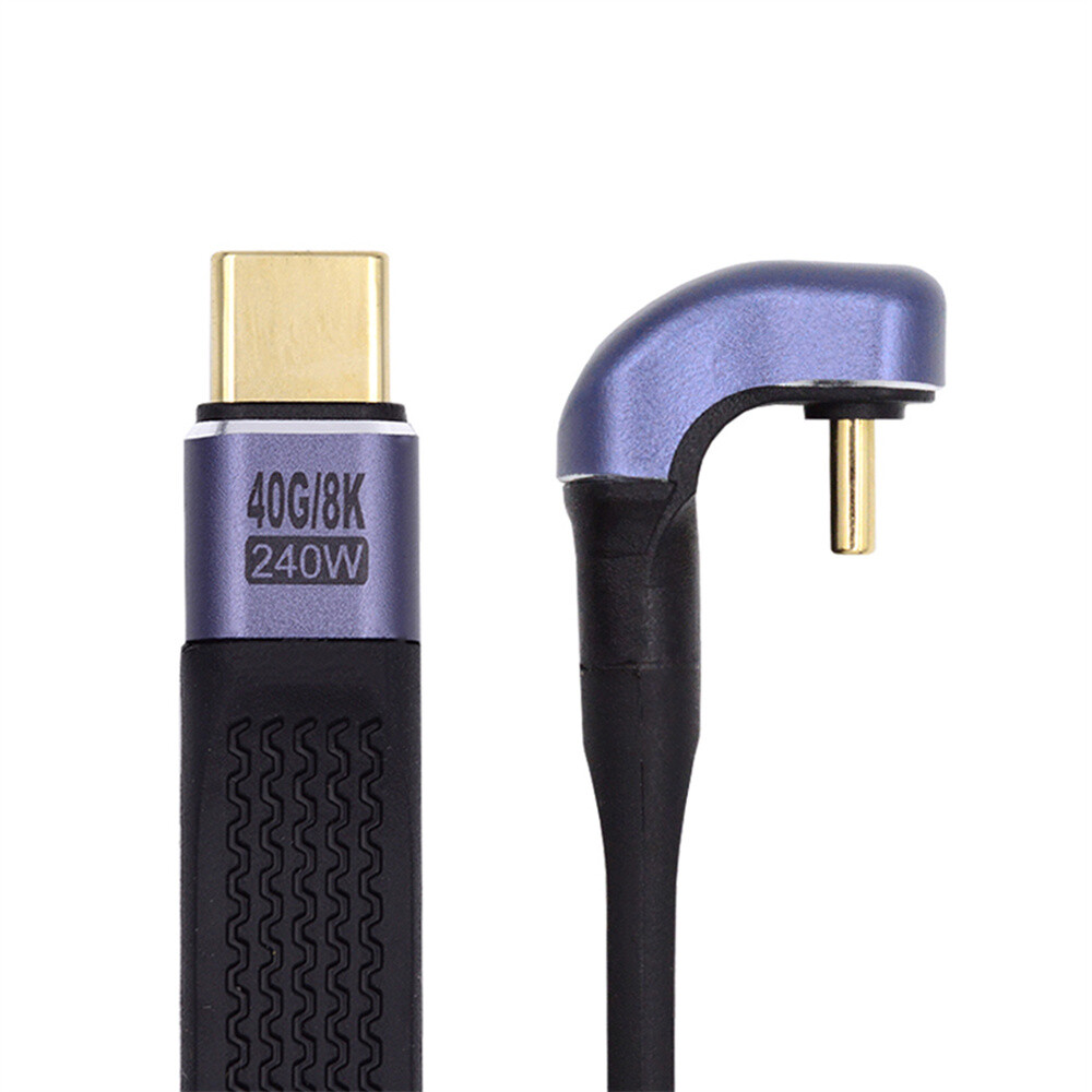 CY 240W Type-C USB-C Male to Male USB4 40Gbps Flat Slim Cable for Laptop 13cm