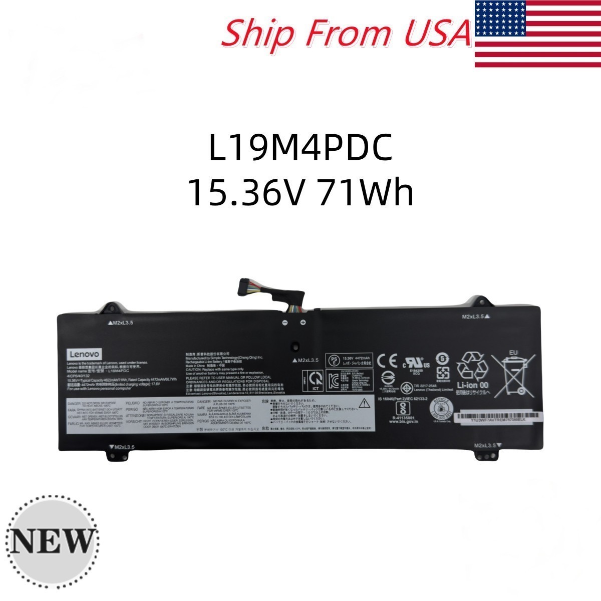 Genuine L19C4PDC L19M4PDC Battery For Lenovo Yoga 7-15ITL5 7-14ITL5 4ICP6/40/132
