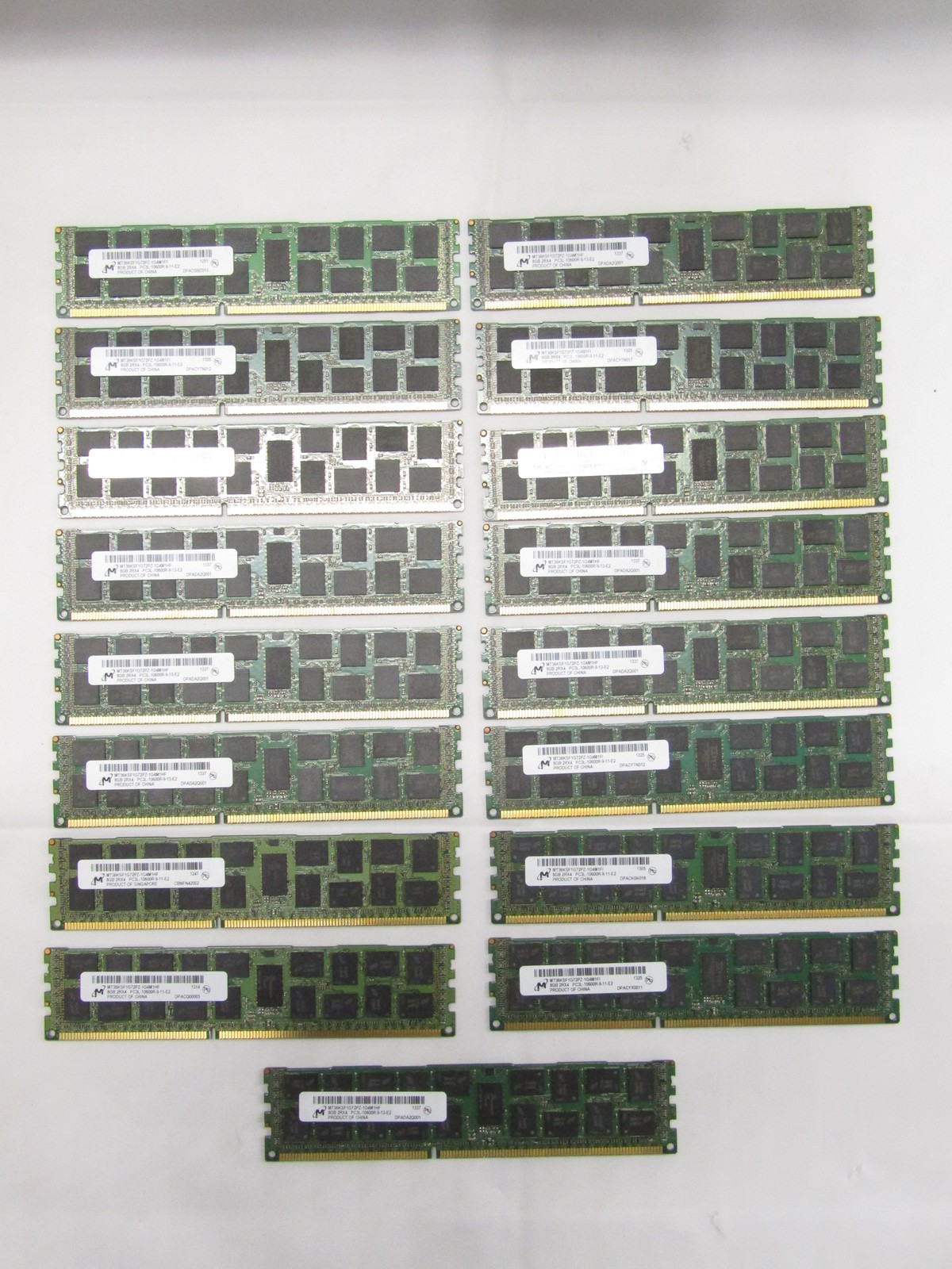 Lot of 17 Micron MT36KSF1G72PZ-1G4M1 8GB 2RX4 DDR3L-1333 PC3L-10600R ECC Reg RAM