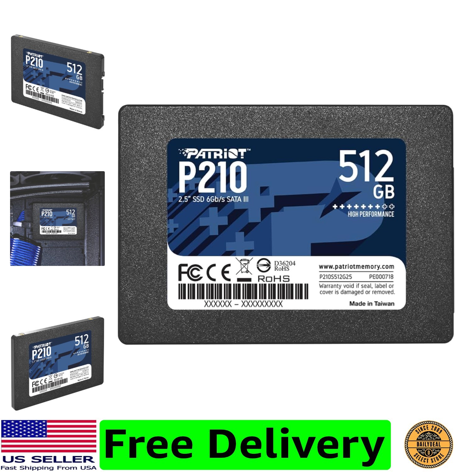 Patriot P210 512GB Internal SSD - SATA 3 2.5" - Solid State Drive - P210S512G25