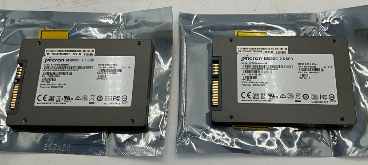 LOT OF 2 MICRON MTFDBAK400MB SSD 400G 2.5" SATA 512