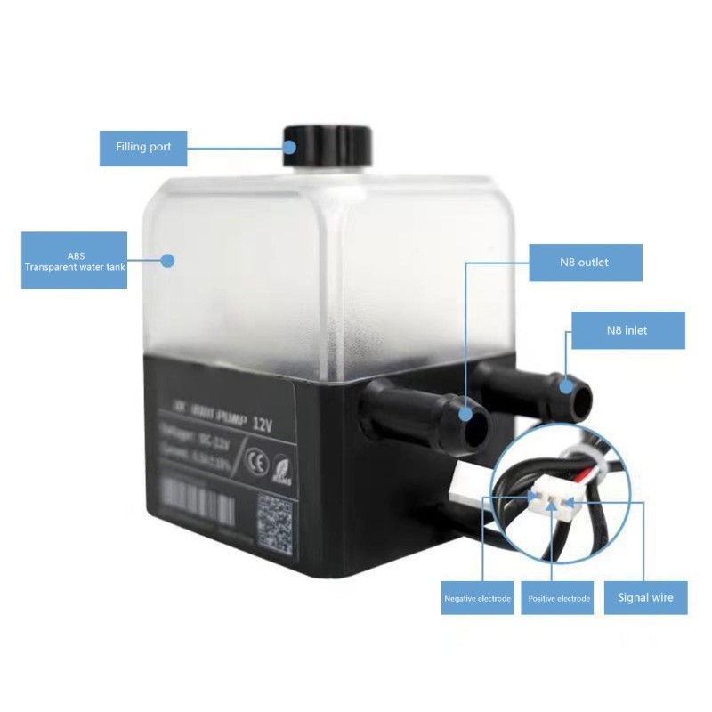 3Pin Water Cooling Pump 300L/H High Performances 1.9M Lift Vibration Reduction