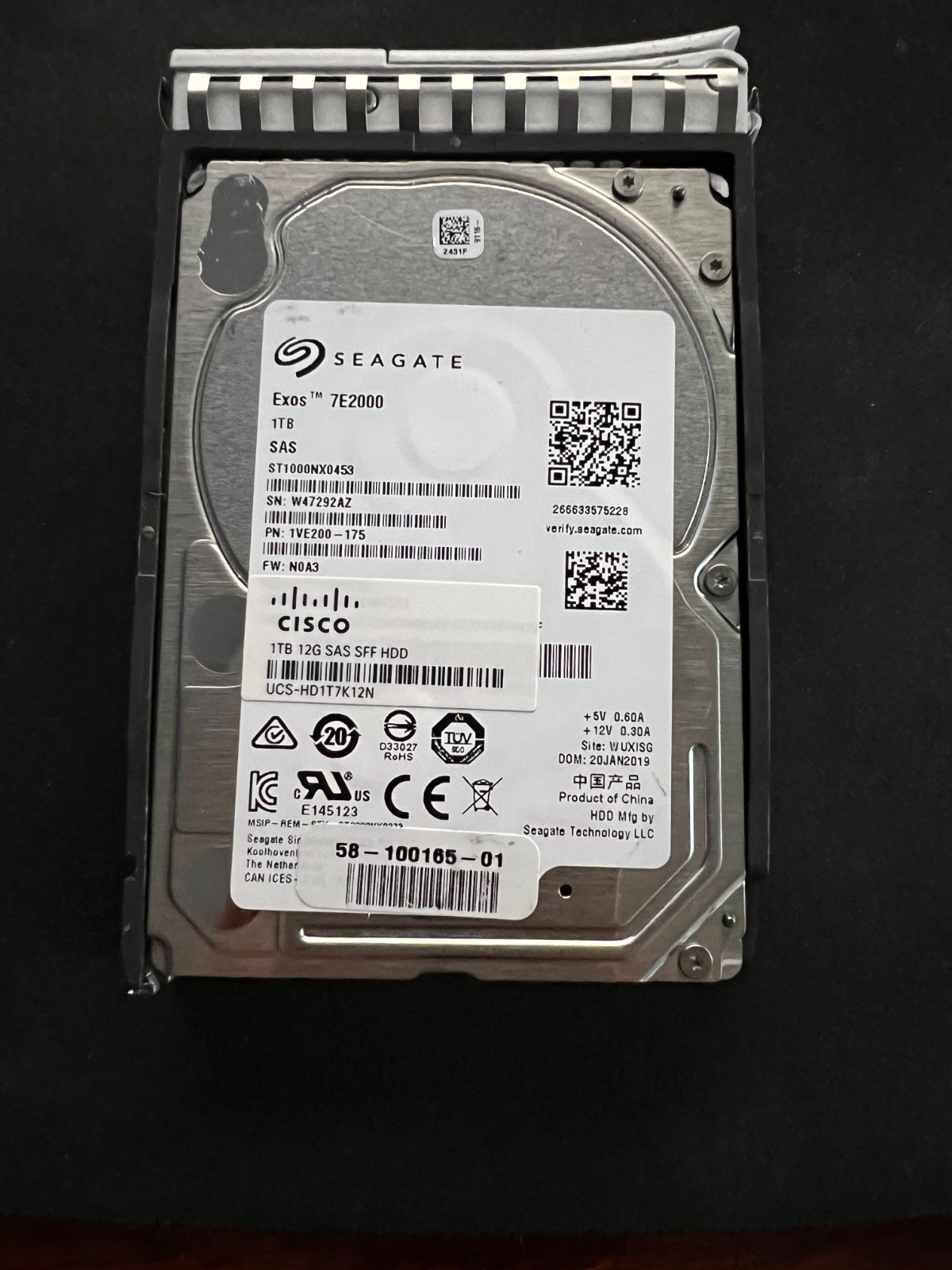 Cisco Seagate 1TB 1VE200-175 SAS Server 12Gb/s 2.5" Hard Drive Health 100%